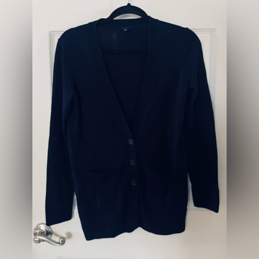 Talbots Womens V-Neck Navy Blue Cardigan Sweater XS